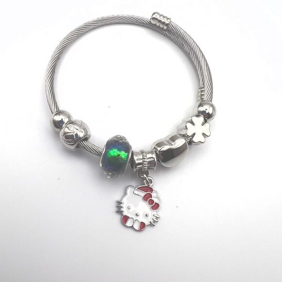 Stainless steel Christmas  kitty charm - Picture 1 of 3